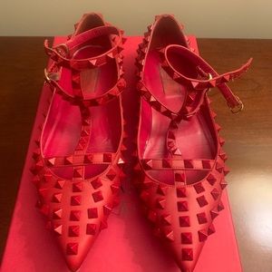 Valentino Studded Red Ballerina Flats ❤️